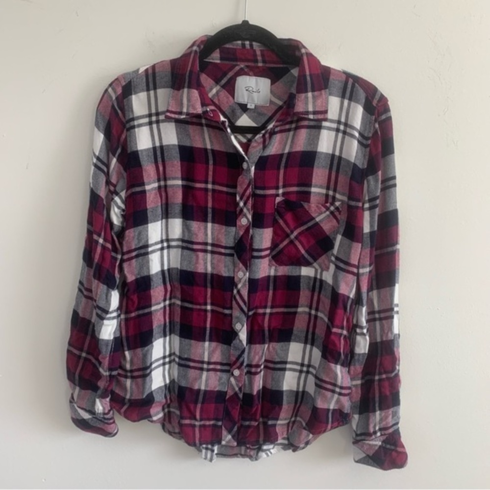 Rails Hunter Lychee Navy White Flannel Button Up Size S